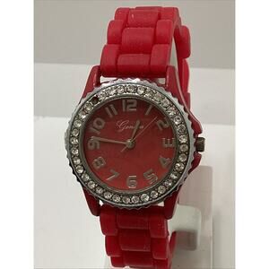 Geneva Ladies Blue And Black Tone Fashion Watch New Battery! Stone Missing